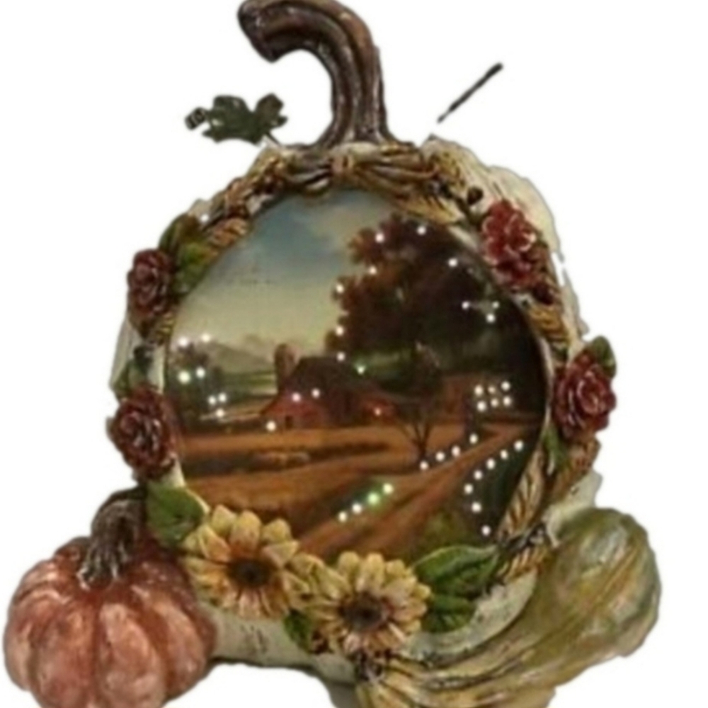 Decorative Thanksgiving Pumpkin Centerpiece Fiber Optic Lighta Up